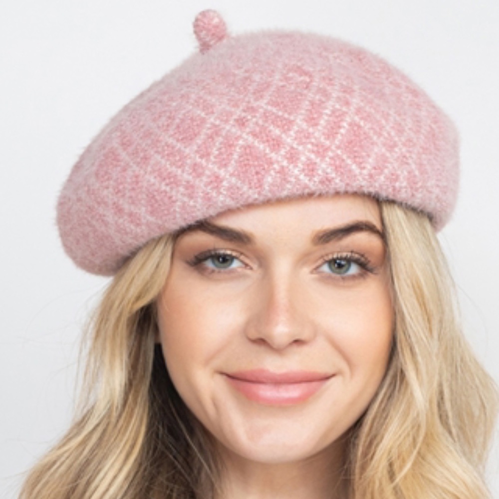 Pink color Beret hat